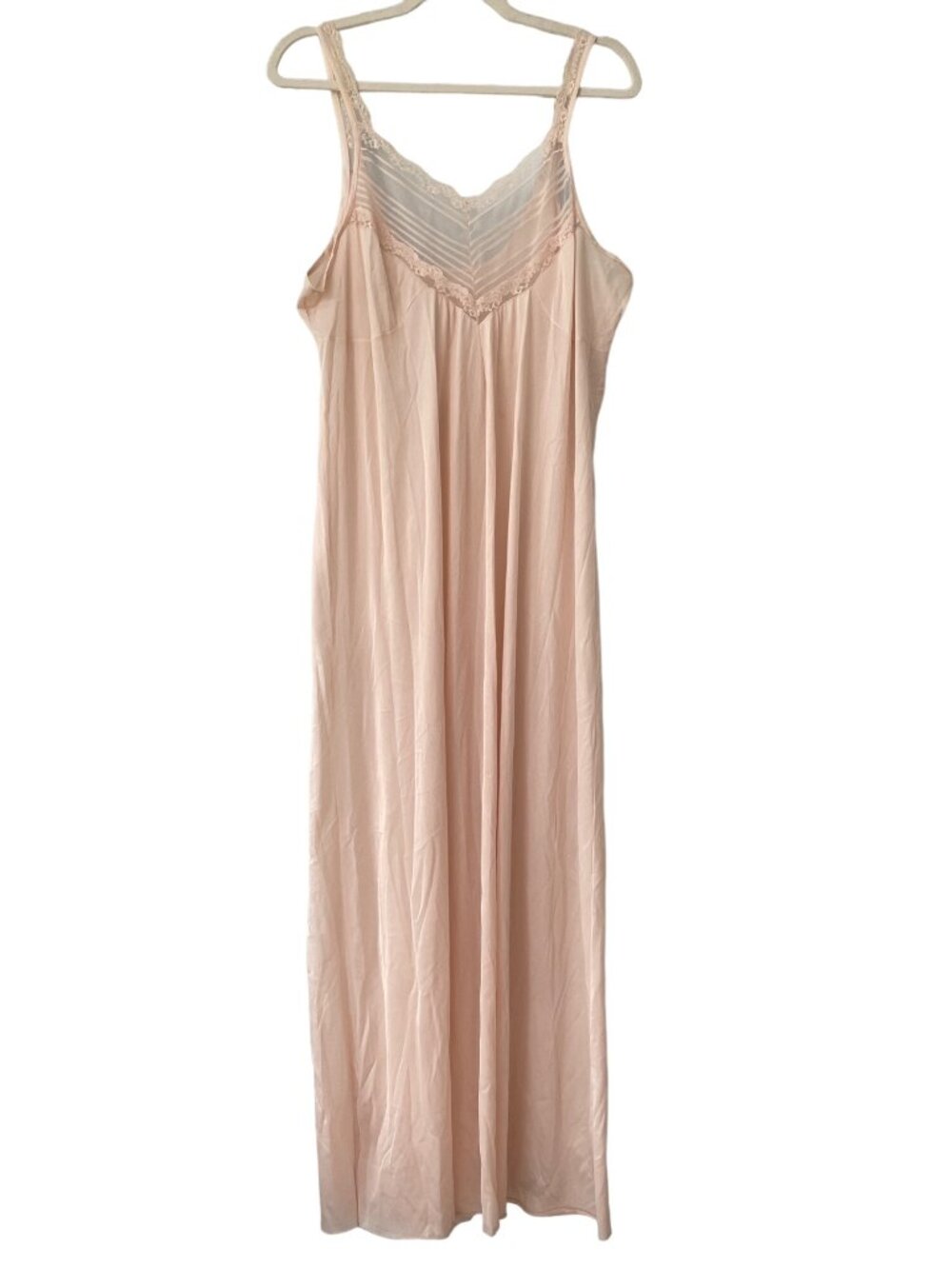 Vintage JC Penney Full Slip Large Dress Lace Trim Peach Feminine Coquette Pinup